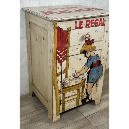 9 - A hand painted wooden pot cupboard with 