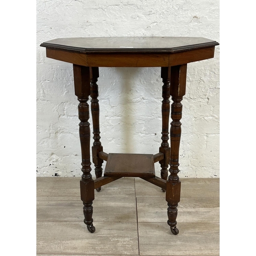 98 - An Edwardian mahogany octagonal two tier side table