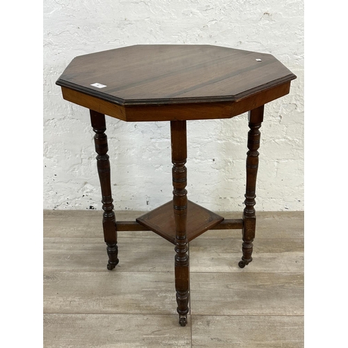 98 - An Edwardian mahogany octagonal two tier side table