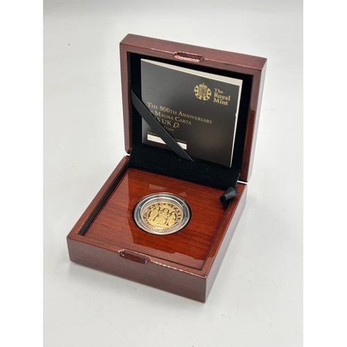 2296 - A boxed The Royal Mint The 800th Anniversary of Magna Carta 2015 UK £2 22ct gold proof coin with cer... 