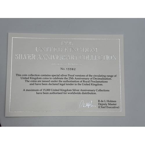 2302 - A boxed Royal Mint 1996 United Kingdom Silver Anniversary .925 silver coin collection with certifica... 