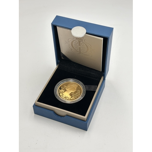 2304 - A boxed The Royal Mint The Queen's Diamond Jubilee UK £5 gold plated silver proof coin with certific... 