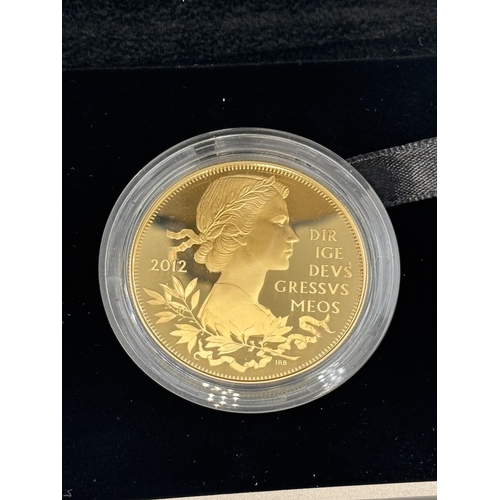 2304 - A boxed The Royal Mint The Queen's Diamond Jubilee UK £5 gold plated silver proof coin with certific... 