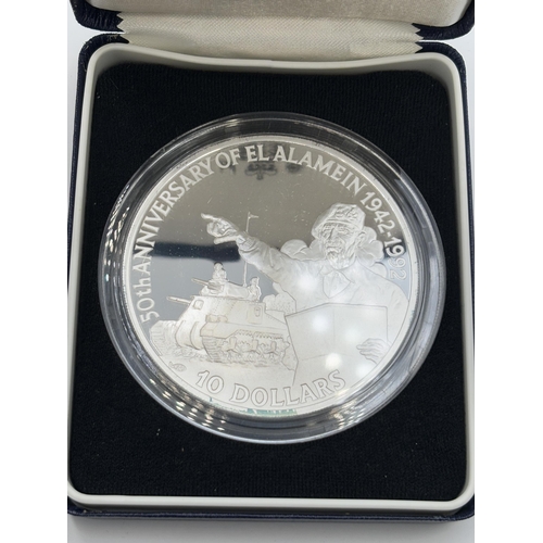 2310 - A boxed The Royal Mint 1992 50th Anniversary of The Battle of El Alamein .999 fine silver proof Beli... 