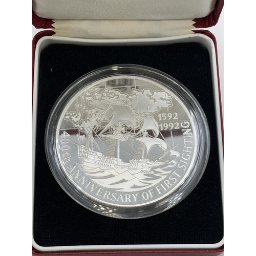 2320 - A boxed The Royal Mint 1992 Falkland Islands 400th Anniversary of the First Sighting .999 silver pro... 