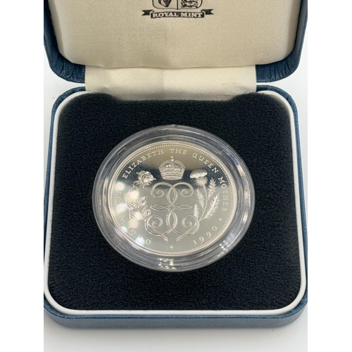 2326 - A boxed The Royal Mint 1990 90th Birthday of HM Queen Elizabeth the Queen Mother .925 silver proof £... 