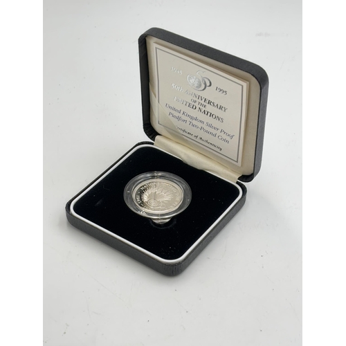 2334 - A boxed Royal Mint 1945-1995 50th Anniversary of the United Nations United Kingdom .925 silver proof... 