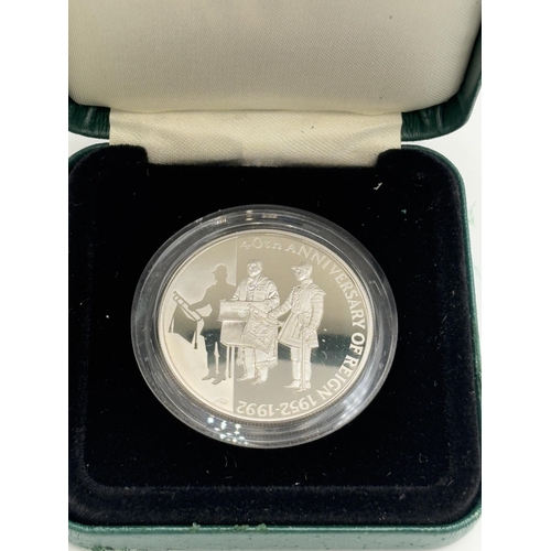 2340 - A boxed British Royal Mint Falkland Islands 40th Anniversary of Reign 1952-1992 50p .925 silver proo... 