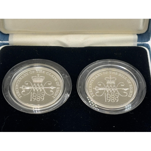 2342 - A boxed Royal Mint 1989 £2 .925 silver proof two coin set - approx. gross weight 32g