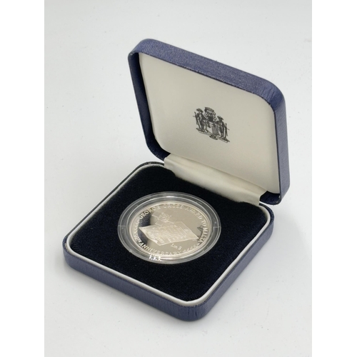 2348 - A boxed Royal Mint Malta 1992 .925 silver proof LM5 coin with certificate of authenticity - approx. ... 