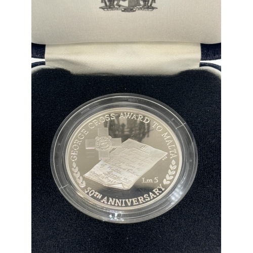 2348 - A boxed Royal Mint Malta 1992 .925 silver proof LM5 coin with certificate of authenticity - approx. ... 