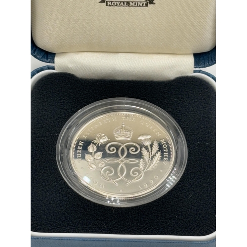 2349 - A boxed Royal Mint Her Majesty Queen Elizabeth 'The Queen Mother' 90th Birthday .925 silver proof cr... 