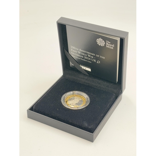 2357 - A boxed The Royal Mint 2014 100th Anniversary of the First World War Outbreak silver proof Piedfort ... 