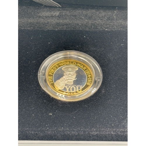 2357 - A boxed The Royal Mint 2014 100th Anniversary of the First World War Outbreak silver proof Piedfort ... 