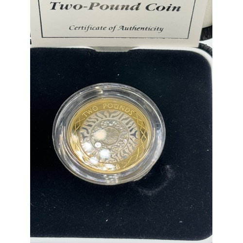 2361 - Three boxed Royal Mint United Kingdom .925 silver and gold plated £2 proof coins with certificates o... 