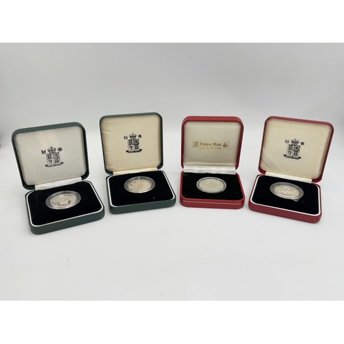 2363 - Four boxed .925 silver proof coins with certificates of authenticity, one Pobjoy Mint Gibraltar Euro... 