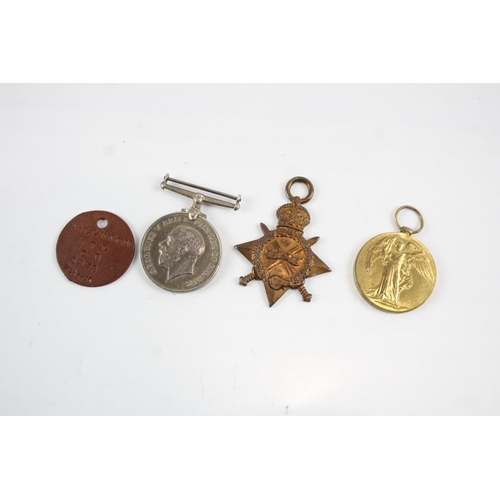 2288 - A WWI 1914-15 Star medal trio together with WWI ID Tag presented to G-1578 Pte. W.F.L. Bellingham R.... 