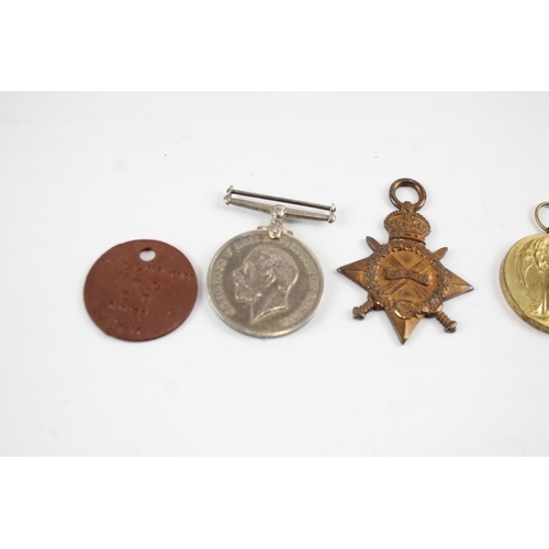 2288 - A WWI 1914-15 Star medal trio together with WWI ID Tag presented to G-1578 Pte. W.F.L. Bellingham R.... 