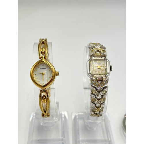 2160 - Five lady's wristwatches to include Dinmont 21 jewels hand wind, Excalibur 17 jewels hand wind, Seko... 