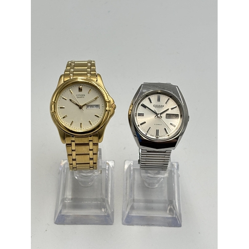 2174 - Two Citizen men's wristwatches, automatic 21 jewels - No. 6N-4W-S and gold plated quartz - No. GN-0-... 