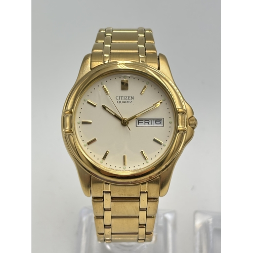 2174 - Two Citizen men's wristwatches, automatic 21 jewels - No. 6N-4W-S and gold plated quartz - No. GN-0-... 