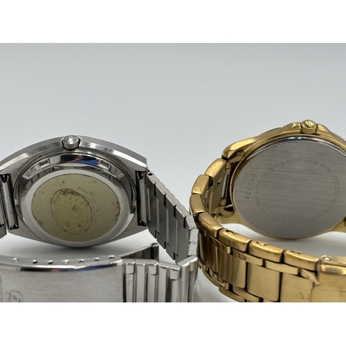 2174 - Two Citizen men's wristwatches, automatic 21 jewels - No. 6N-4W-S and gold plated quartz - No. GN-0-... 