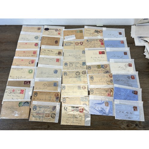 525 - A large collection of 19th century and later letters, envelopes and postcards with stamps to include... 