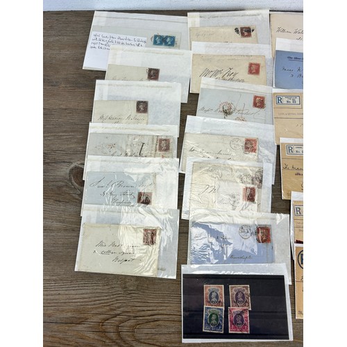 525 - A large collection of 19th century and later letters, envelopes and postcards with stamps to include... 