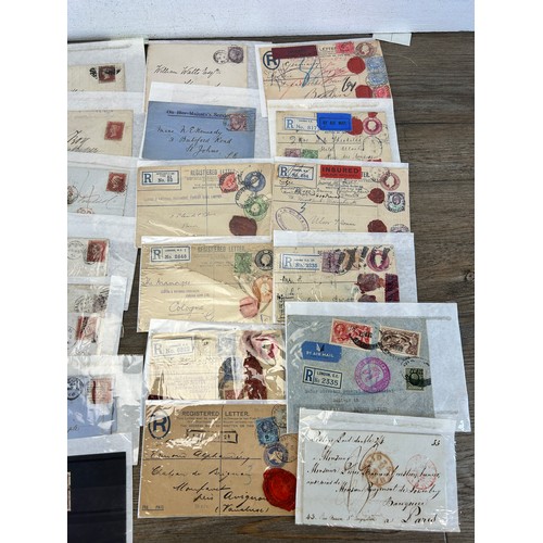 525 - A large collection of 19th century and later letters, envelopes and postcards with stamps to include... 