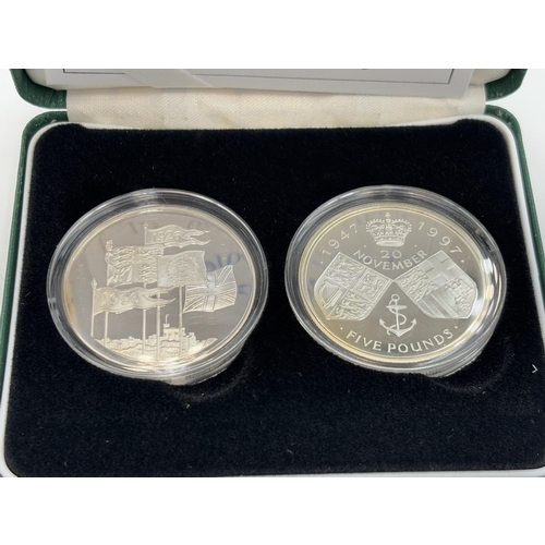 2321 - A boxed The Royal Mint .925 silver proof two coin set comprising 1996 70th Birthday of HM Queen Eliz... 