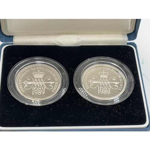 2343 - A boxed Royal Mint 1989 £2 .925 silver proof two coin set - approx. gross weight 32g