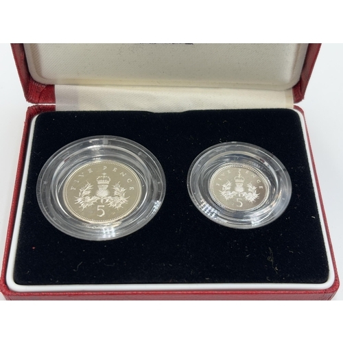 2362 - Three boxed Royal Mint .925 silver proof coins and sets with certificates of authenticity, one 1990 ... 