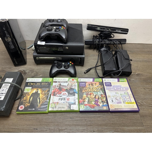 582 - Three Microsoft Xbox 360 game consoles with games and accessories