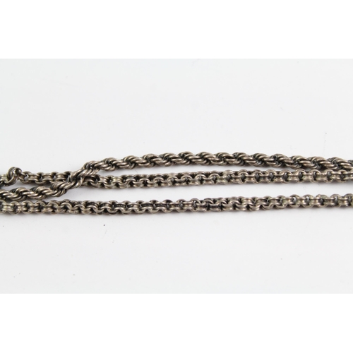 2080 - A sterling silver Albertina watch chain with tassel - approx. gross weight 20g