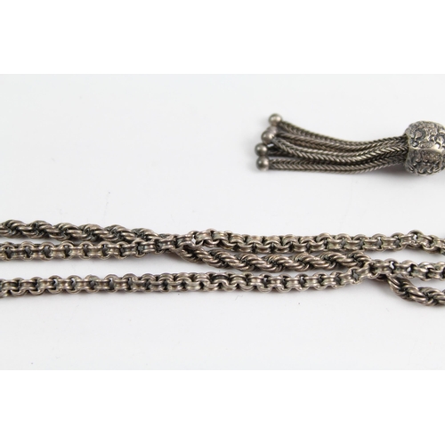 2080 - A sterling silver Albertina watch chain with tassel - approx. gross weight 20g