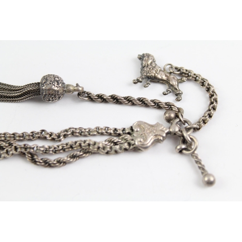 2080 - A sterling silver Albertina watch chain with tassel - approx. gross weight 20g