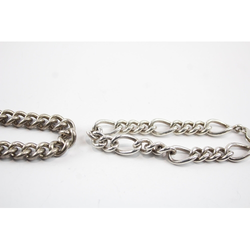 2083 - Two sterling silver chain bracelets, one curb link and one figaro - approx. gross weight 67g