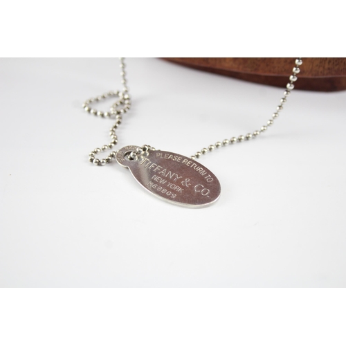 2088 - A Tiffany & Co sterling silver dog tag necklace with ball link chain - approx. gross weight 26g