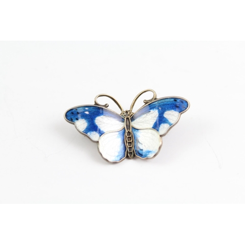 2092 - A Norwegian Hroar Prydz sterling silver enamel butterfly brooch - approx. gross weight 4g