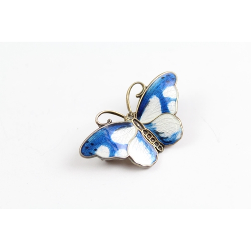 2092 - A Norwegian Hroar Prydz sterling silver enamel butterfly brooch - approx. gross weight 4g