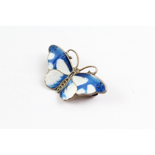 2092 - A Norwegian Hroar Prydz sterling silver enamel butterfly brooch - approx. gross weight 4g