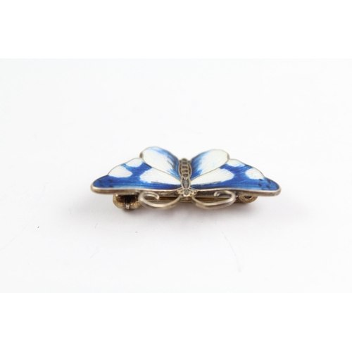 2092 - A Norwegian Hroar Prydz sterling silver enamel butterfly brooch - approx. gross weight 4g