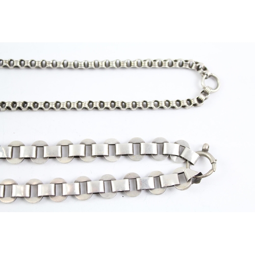 2096 - Two sterling silver chain necklaces to include Victorian book chain etc. - approx. gross weight 44g