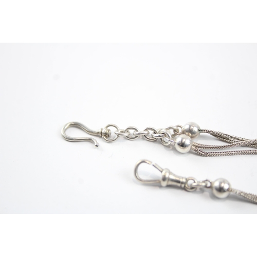 2108 - An antique sterling silver Albertina watch chain with tassel and slider - approx. gross weight 17g