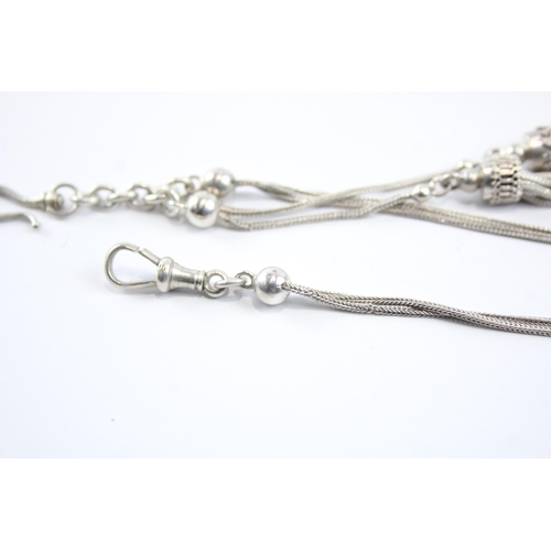 2108 - An antique sterling silver Albertina watch chain with tassel and slider - approx. gross weight 17g