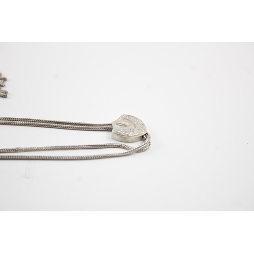 2108 - An antique sterling silver Albertina watch chain with tassel and slider - approx. gross weight 17g