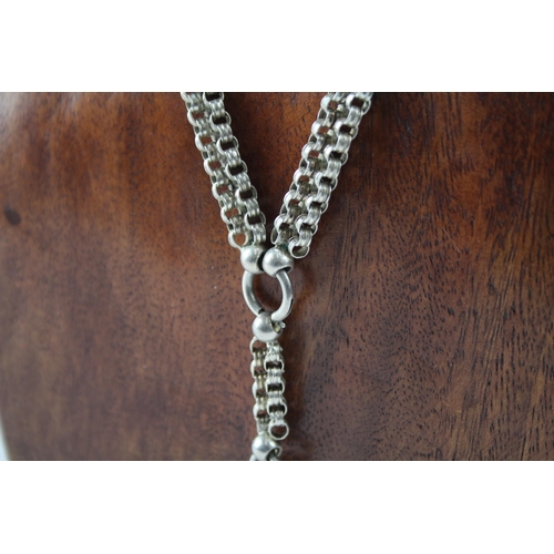 2110 - A Victorian sterling silver book chain with plated locket pendant - approx. gross weight 46g