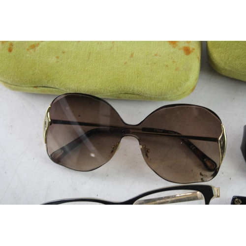 371 - Four pairs of cased designer sunglasses and glasses to include Gucci, Chloe etc.