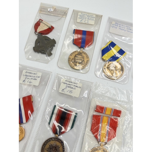 2490 - Ten United States of America medals to include WWI Victory, WWI New York Mount Vernon Service, Human... 