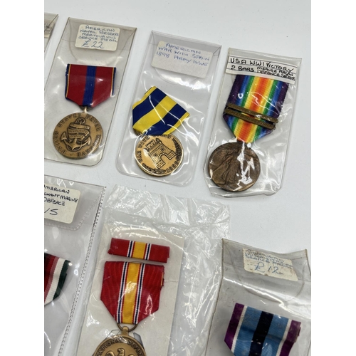 2490 - Ten United States of America medals to include WWI Victory, WWI New York Mount Vernon Service, Human... 